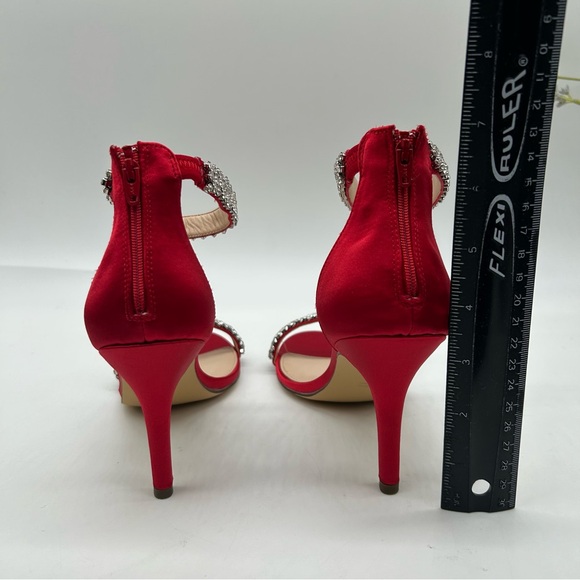 NINA Women's Vauna Evening satin Sandals in red rouge crystal size 8M NEW - Picture 5 of 6
